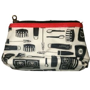 Playful "Mascara" Red, Black, and White Cosmetics Bag